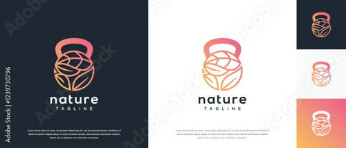 Fitness nutrition logo design . Nature gym fitness logo template . Fitness logo symbol icon