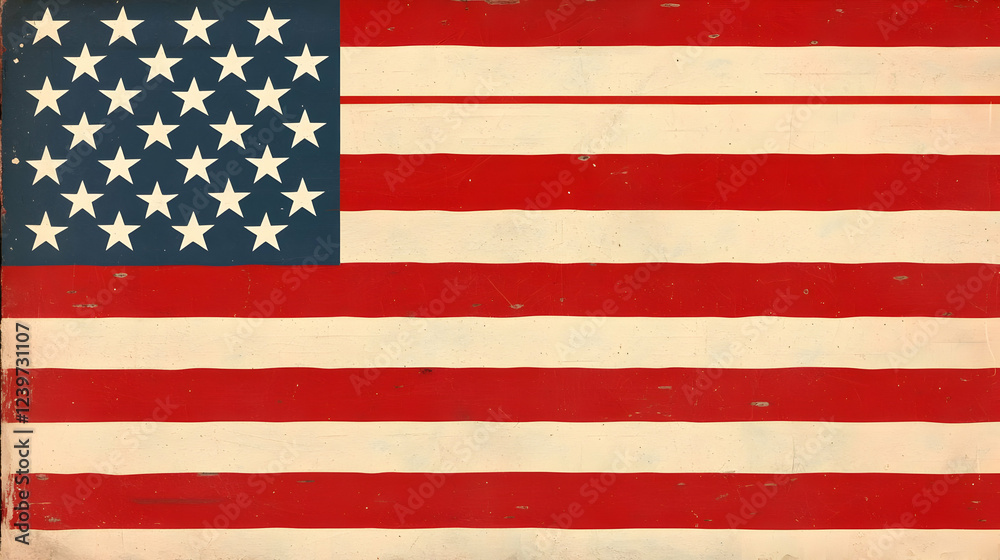 Fototapeta premium floating flag of America or USA on Happy independence day 4th July 