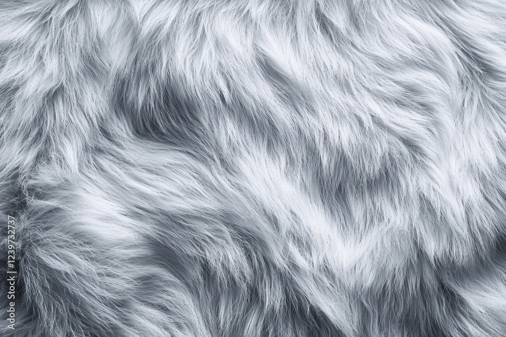 Elegant silver fur with soft, delicate strands in a smooth texture Elegant silver fur with soft, delicate strands in a smooth texture