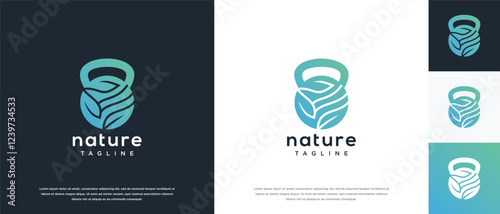Fitness nutrition logo design . Nature gym fitness logo template . Fitness logo symbol icon