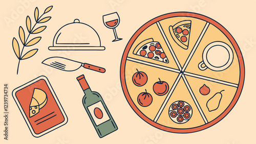 Illustrated Pizza Feast with Wine and Dine Essentials