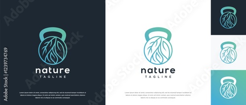 Fitness nutrition logo design . Nature gym fitness logo template . Fitness logo symbol icon