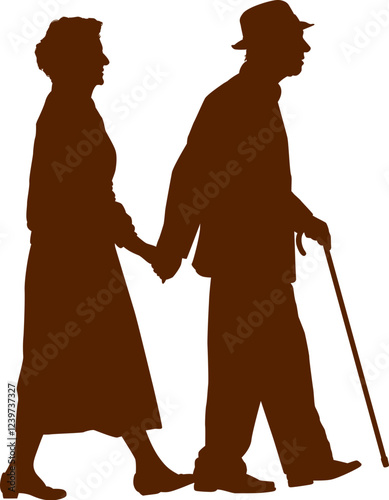 old couple silhouette for love forefer