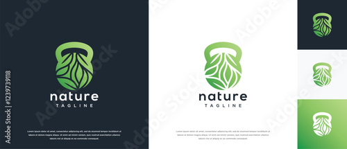 Fitness nutrition logo design . Nature gym fitness logo template . Fitness logo symbol icon