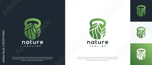 Fitness nutrition logo design . Nature gym fitness logo template . Fitness logo symbol icon