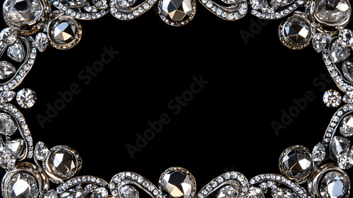 A luxurious frame made of sparkling diamonds with a dark background, offering an elegant and glamorous touch to any design or luxurious theme.