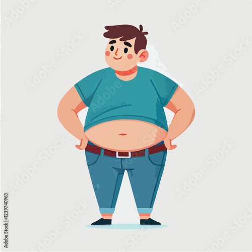 Happy Overweight Boy Cartoon Illustration