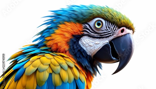Vibrant Blue and Gold Macaw Parrot Portrait