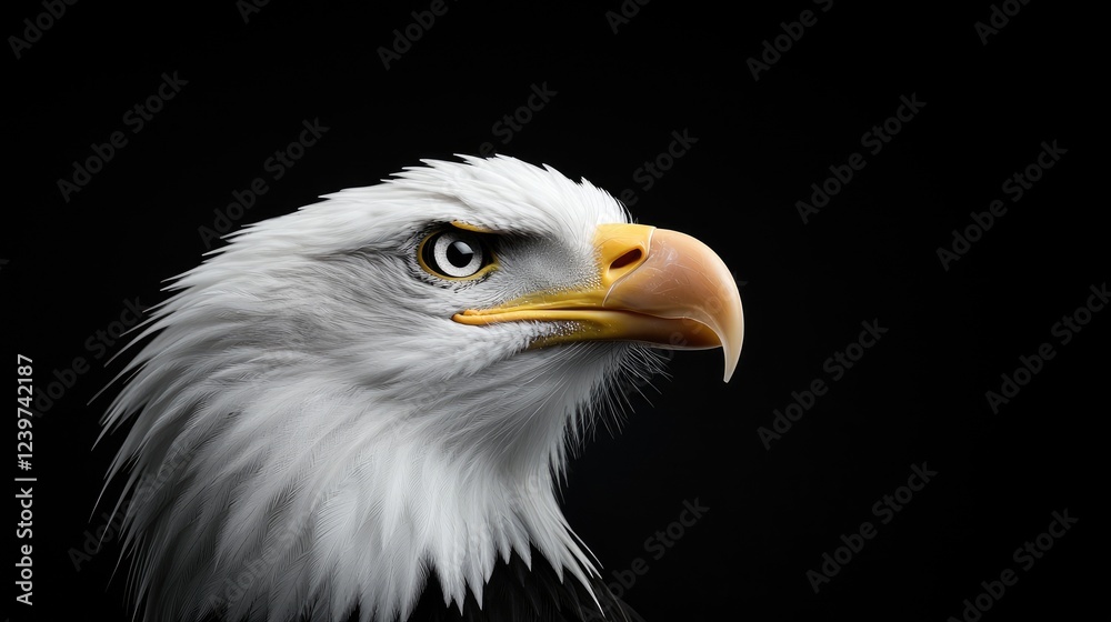 Majestic Bald Eagle Profile, Dark Background, Wildlife Photography, Nature Majestic Bald Eagle Profile, Dark Background, Wildlife Photography, Nature