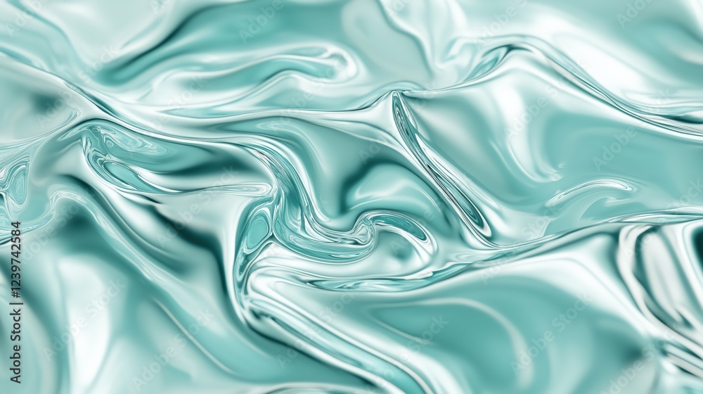Fototapeta premium Abstract Teal White Swirling Liquid Texture Background