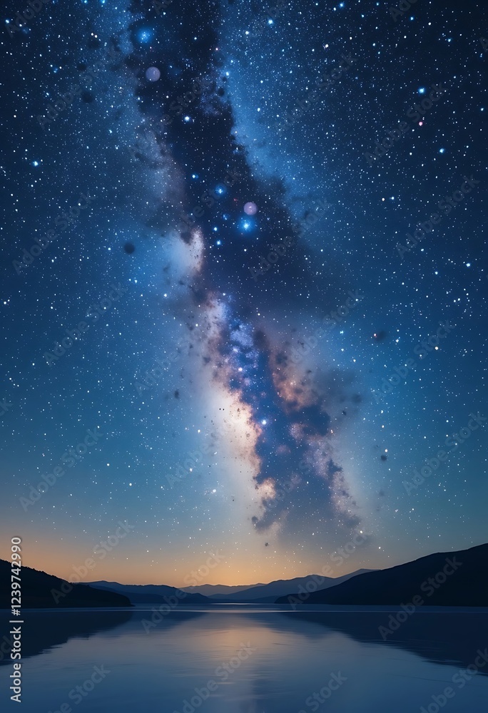 Milky Way Galaxy Over Serene Mountain Lake Milky Way Galaxy Over Serene Mountain Lake