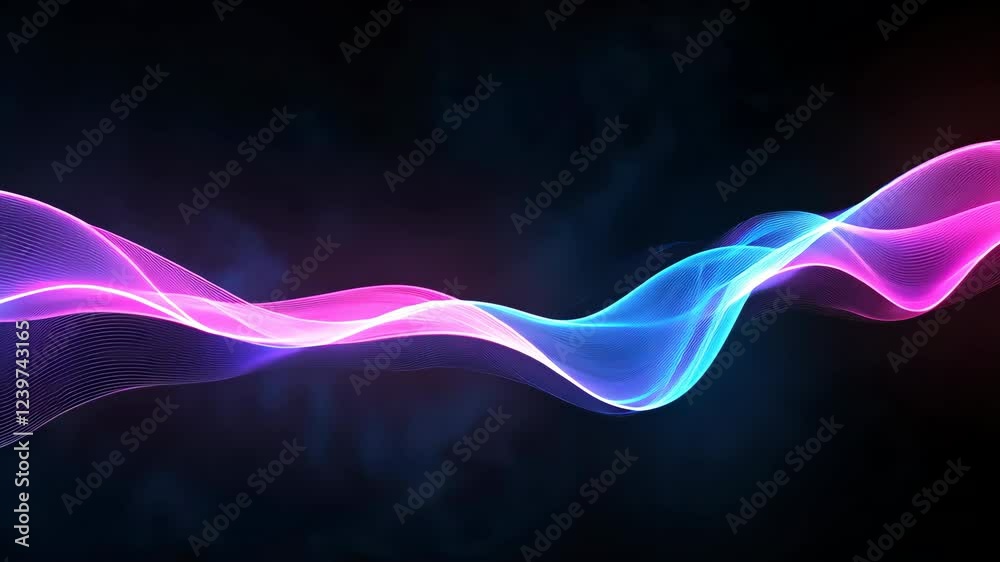 Colorful abstract waves of light create a dynamic flow on a dark background, perfect for creative and modern designs.