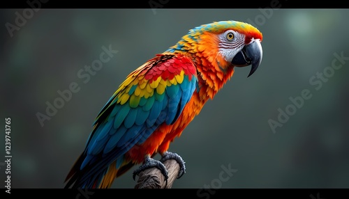 Vibrant Scarlet Macaw Parrot Bird Wildlife Image photo