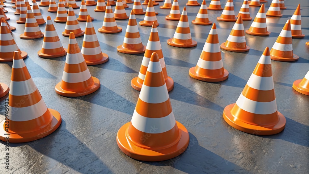 Hyper-Realistic 3D Isometric Traffic Cones Hyper-Realistic 3D Isometric Traffic Cones
