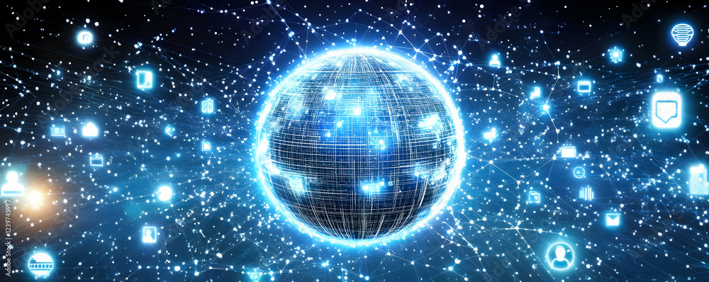 Obraz premium Global Network 3D Illustration