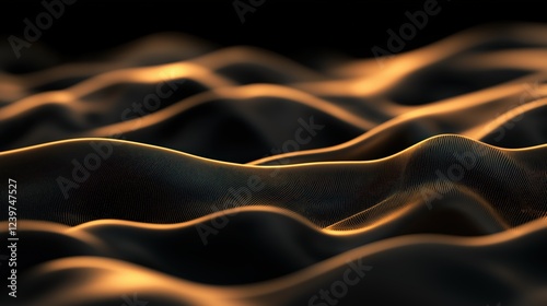 Abstract Gold Waves Dark Background Digital Art photo