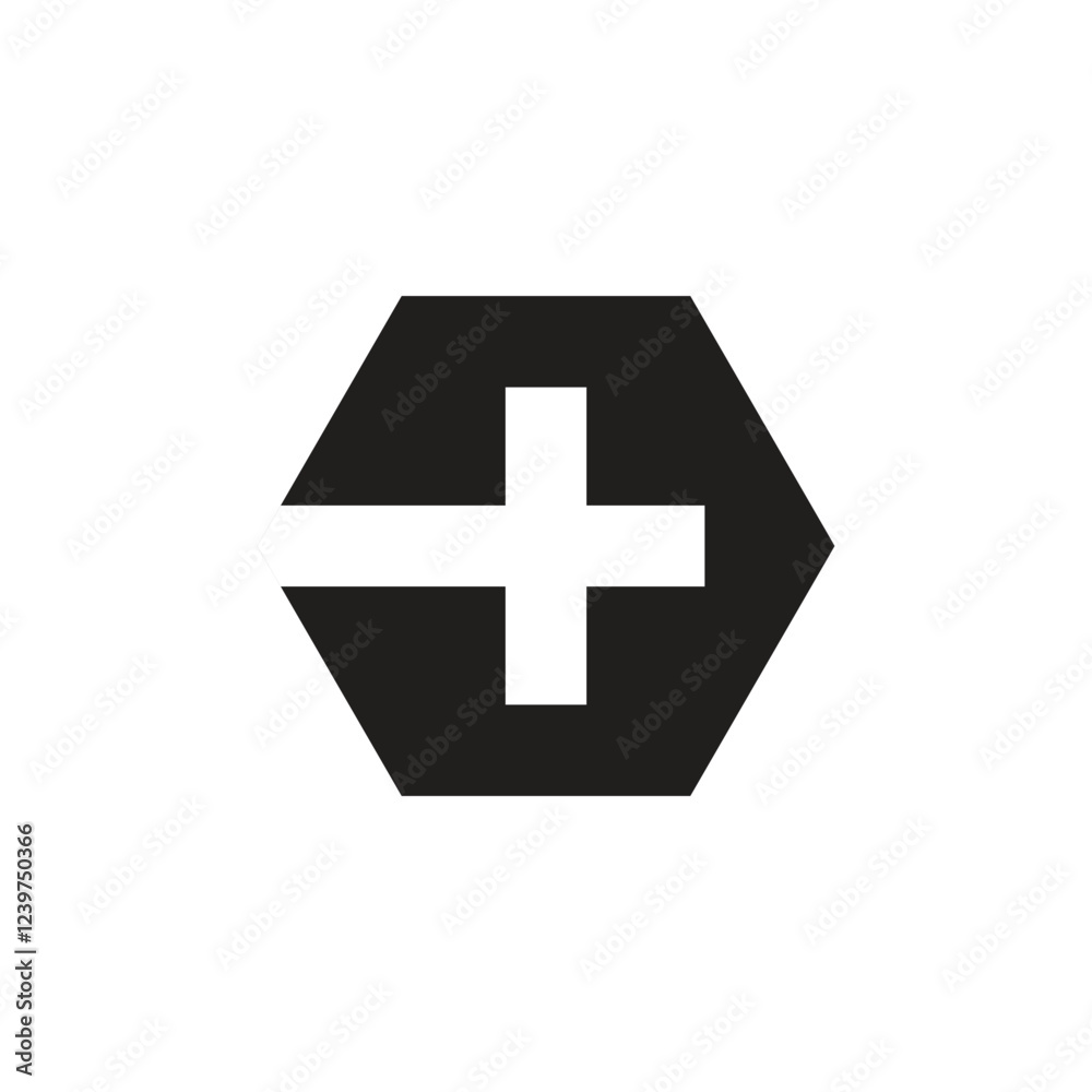 Logo plus hexagon unique design Logo plus hexagon unique design