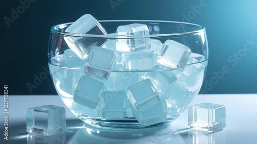 Wallpaper Mural Glass bowl filled with ice cubes surrounded by snow on a reflective surface	 Torontodigital.ca