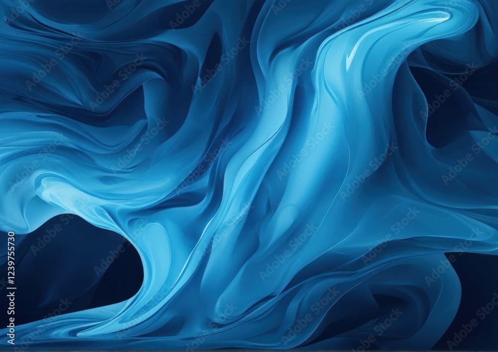 Obraz premium Blue corporate design liquid. Digital abstract background with sleek splash technology motion. 