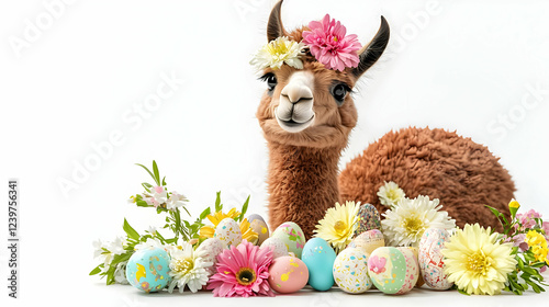 llama with a bunch of flowers