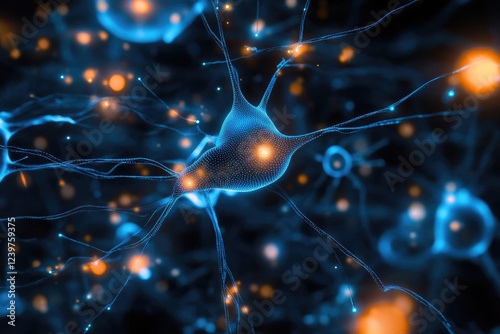 Wallpaper Mural a glowing neural network merges with circuits neon blue tendrils against dark void Torontodigital.ca