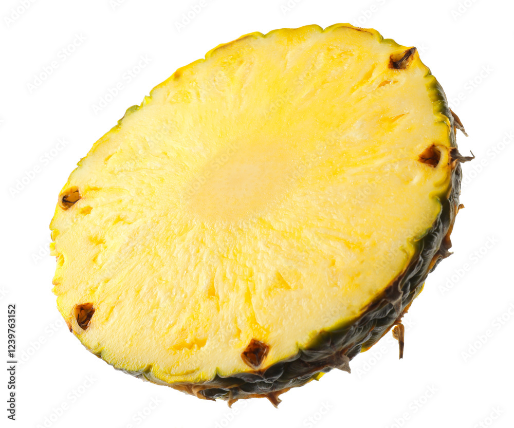 One slice of ripe pineapple isolated on white One slice of ripe pineapple isolated on white