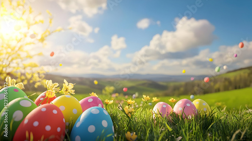 easter eggs in the grass