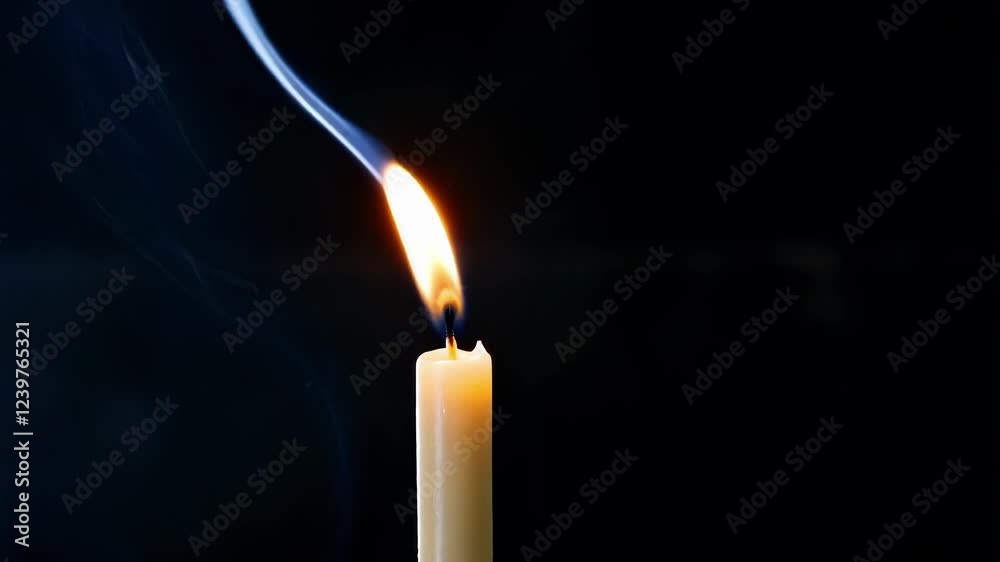 Extinguished candle wick releasing soft smoke wisps, forming ethereal shapes against deep black background, symbolizing subtle transition between light and darkness Extinguished candle wick releasing soft smoke wisps, forming ethereal shapes against deep black background, symbolizing subtle transition between light and darkness