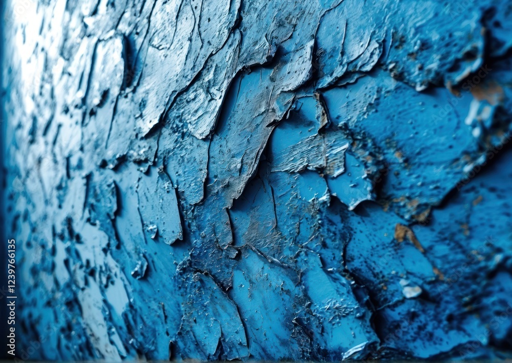 Fototapeta premium Old Blue Ripped and Creased Grunge Wall Background. Ideal for vintage design projects, textured backgrounds, or creative layouts