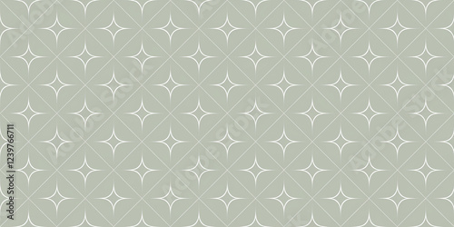 Geometric White Pattern on Sage Green Background - Modern Abstract Design with Star and Diamond Motifs photo