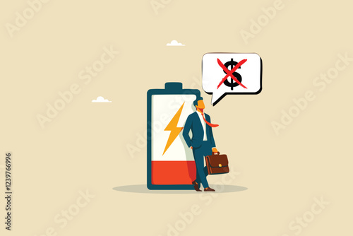 Running on Empty, A Weary Businessman Drained by Financial Struggles