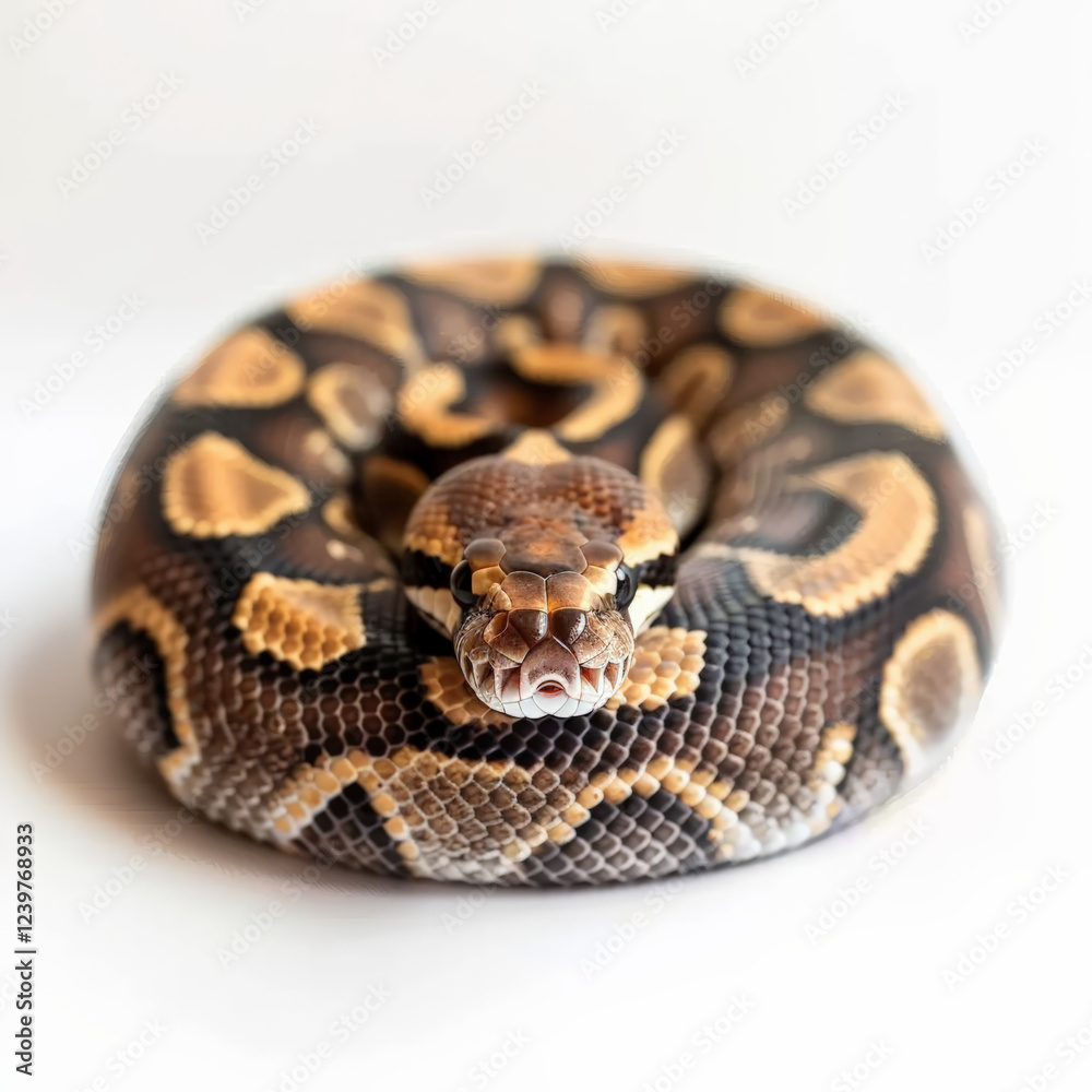 ball python curled up in relaxed position, showcasing its unique patterns and colors ball python curled up in relaxed position, showcasing its unique patterns and colors