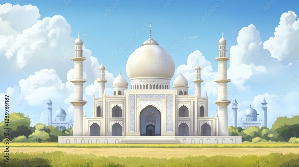 Obraz premium Mosque under silver sky