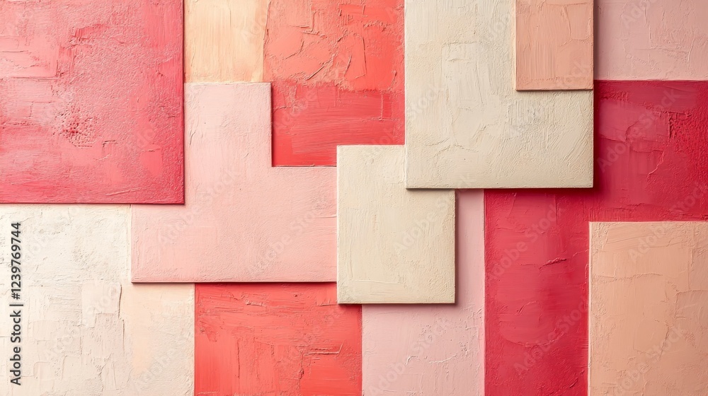 Fototapeta premium Abstract Textured Wall Art in Shades of Pink and Beige