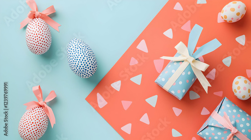 easter eggs on wooden background