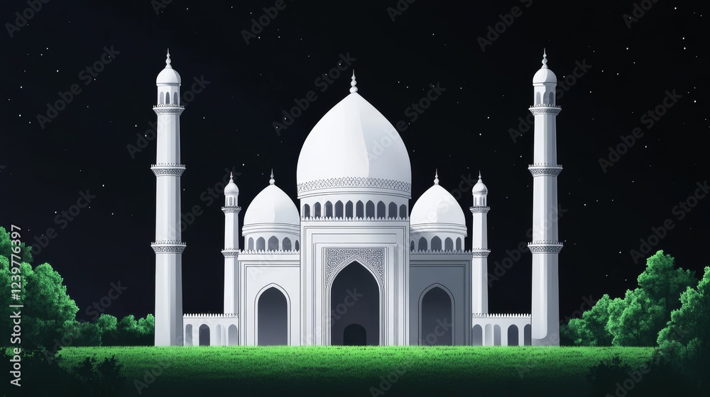 Obraz premium Mosque under black sky. mosque. icon