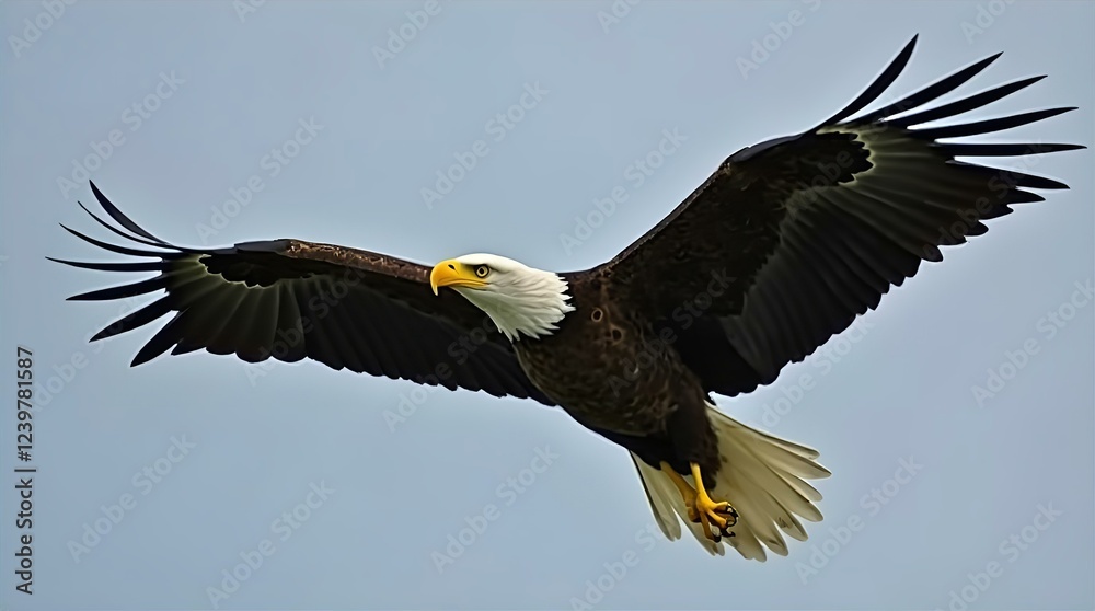Majestic Bald Eagle in Flight Soaring Through a Clear Sky Stunning Wildlife Photography Nature Image Bird of Prey Powerful Wings Wild Animal Image Majestic Bald Eagle in Flight Soaring Through a Clear Sky Stunning Wildlife Photography Nature Image Bird of Prey Powerful Wings Wild Animal Image