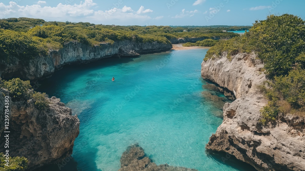 Secluded Turquoise Cove Aerial View