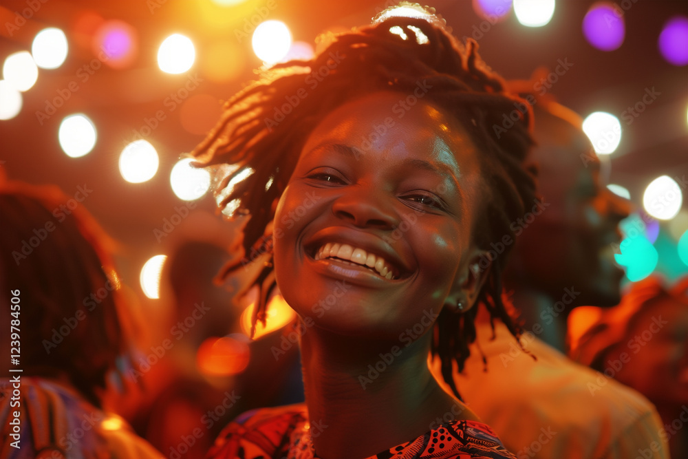 Photography of girl from Kenya enjoying a summer music festival with her friends. Photography of girl from Kenya enjoying a summer music festival with her friends.