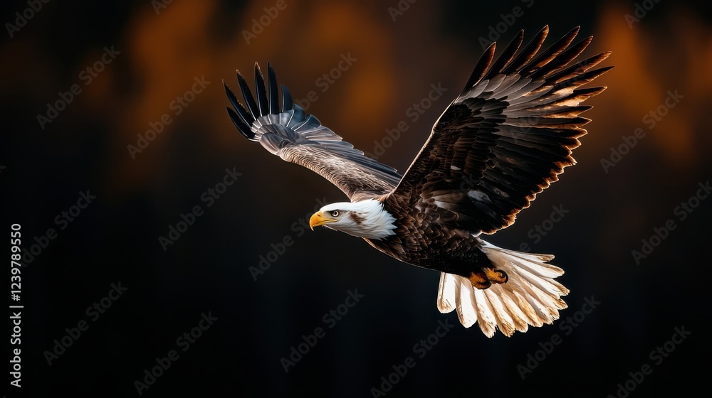 Obraz premium Dramatic Powerful Shot of a Majestic Eagle Diving Swiftly Towards its Prey Showcasing the Grace and Intensity of the Predatory Bird in Flight