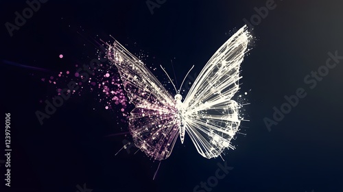 Colorful Butterfly on Black Background, Abstract Image, Texture, Pattern Background, Wallpaper, Cover and Screen for Smartphone, PC, Laptop, 9:16 and 16:9 Format