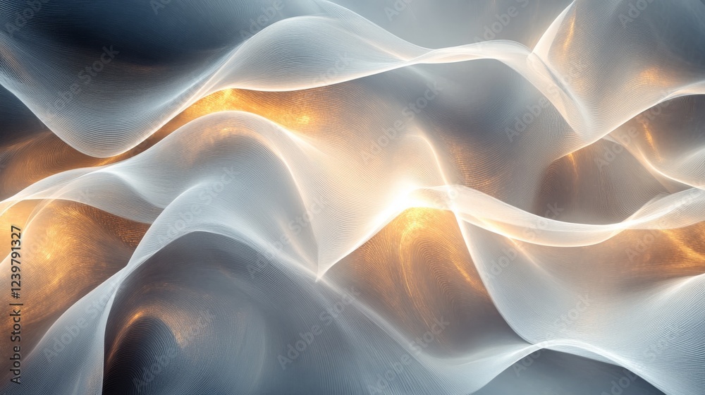 Fototapeta premium Abstract Golden And White Wave Pattern Design