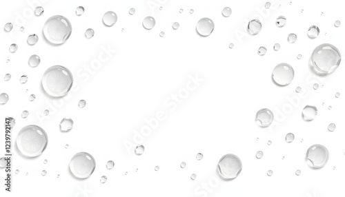 Wallpaper Mural Water drops on white background, top view. Space for text, hand-drawn digital illustration. isolated with white shades Torontodigital.ca
