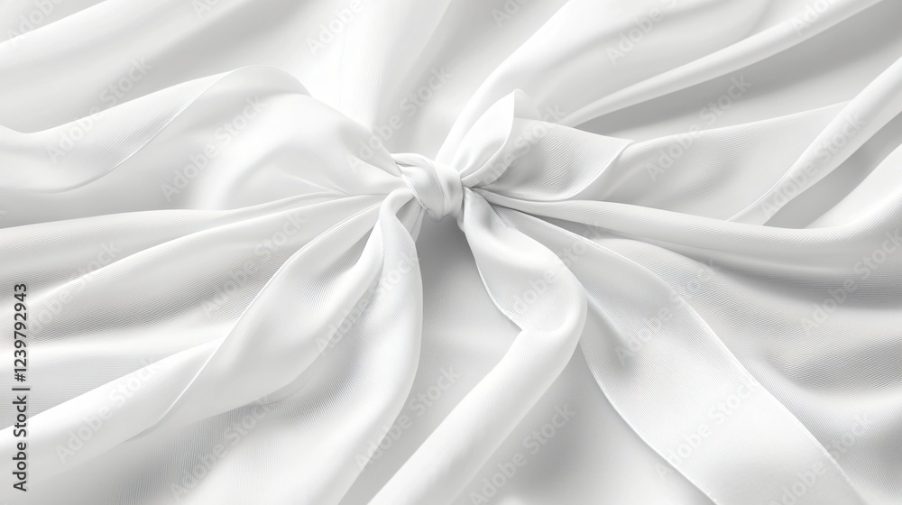 White silk fabric knotted, draped folds, texture background White silk fabric knotted, draped folds, texture background