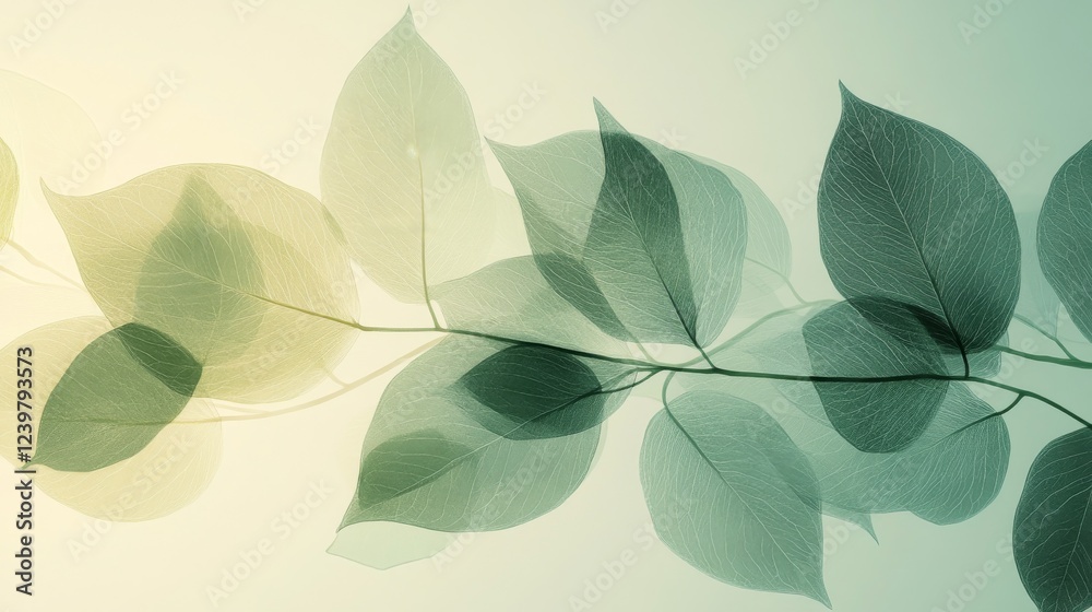 Translucent Green Leaves Branching Out Gently Translucent Green Leaves Branching Out Gently