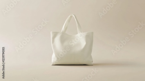 Minimalist White Canvas Tote Bag Mock-up, ideal for showcasing custom designs on a subtle, neutral backdrop, emphasizing simplicity and elegance