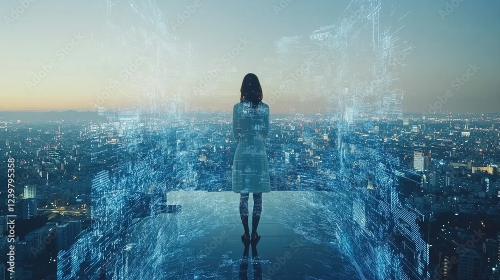 Obraz premium A business transformation strategy meeting, executives presenting digital innovation plans, AI-powered data projections, modern corporate setting --chaos 50