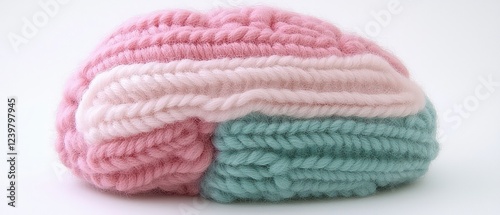Knitted Brain  Pink  White  Teal Yarn Texture