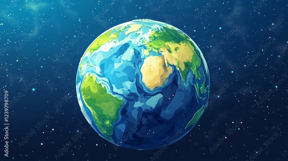 Fototapeta premium World Sphere: A Realistic Earth Illustration with Detailed Continents and Topography