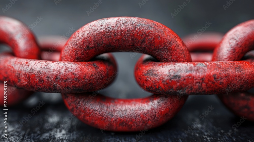 Intricate Red Rusty Chain Close-Up: A Study in Texture and Strength Intricate Red Rusty Chain Close-Up: A Study in Texture and Strength